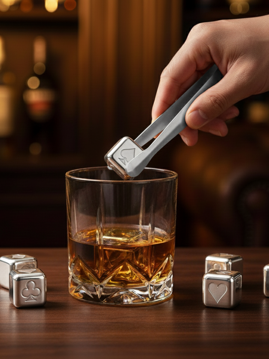 Pierres à Whisky <br> - CASINO ARGENTÉ -<br> Acier Inoxydable
