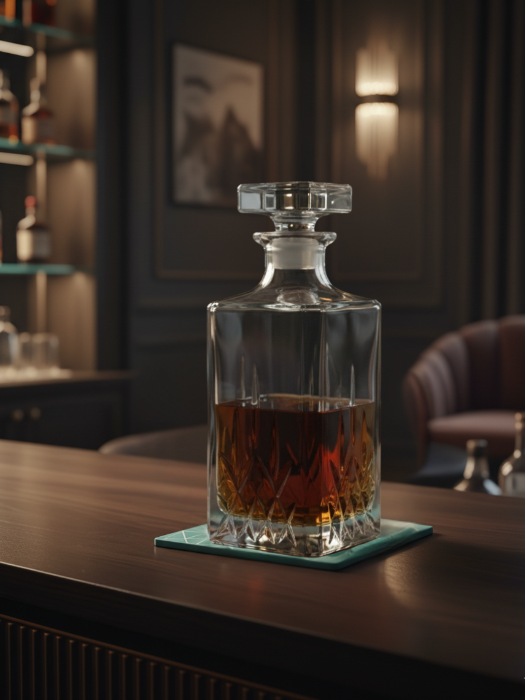 Carafe à Whisky <br> – CARRÉE VINTAGE – <br> (Effet Cristal Élégant)